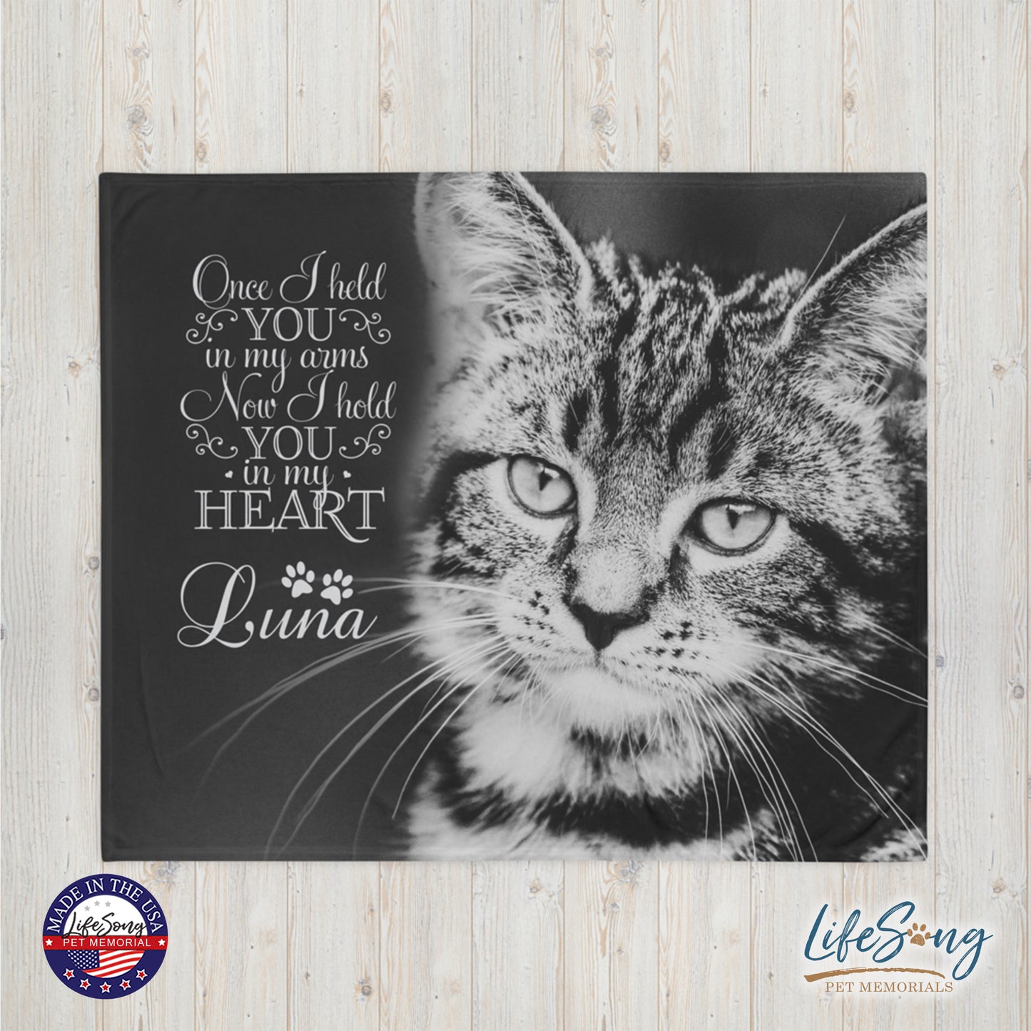 personalized pet memorial blanket with custom photo of pet dog or cat