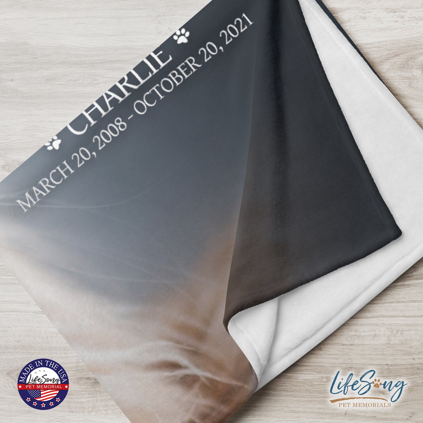 personalized pet memorial blanket with custom photo of pet dog or cat