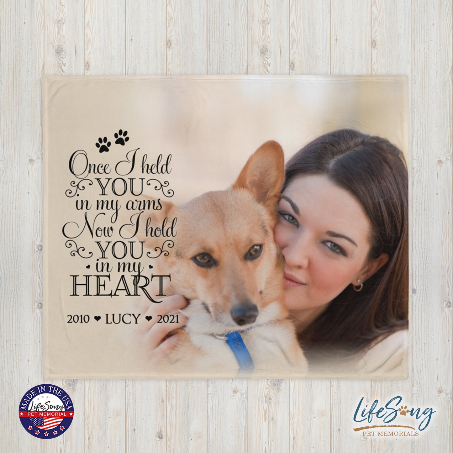 personalized pet memorial blanket with custom photo of pet dog or cat
