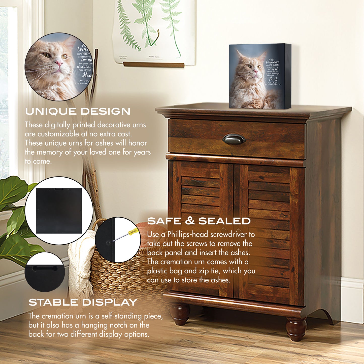 Personalized Memorial Cremation Urn Box for Pet Ashes