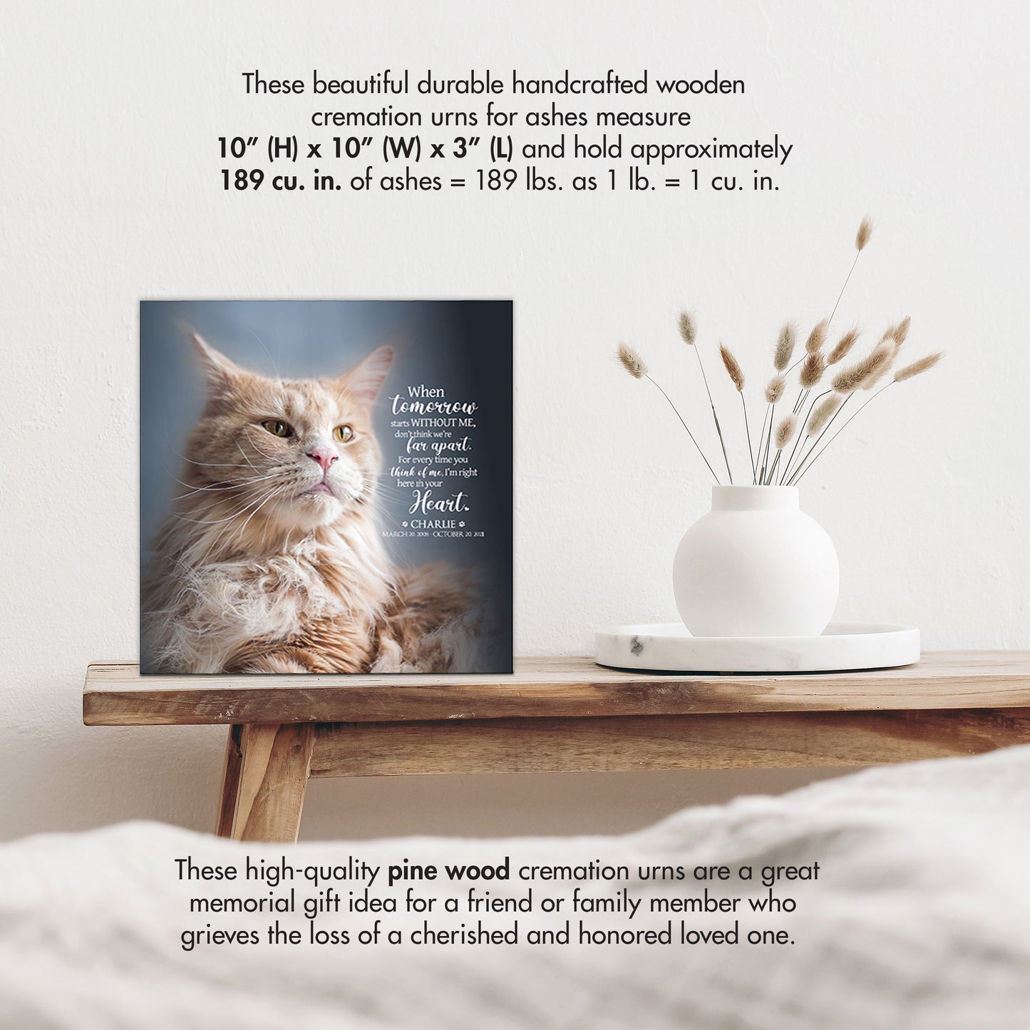 Personalized Memorial Cremation Urn Box for Pet Ashes