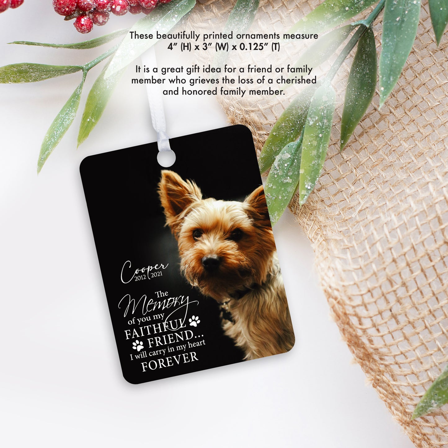 small wooden custom pet ornaments in loving memory