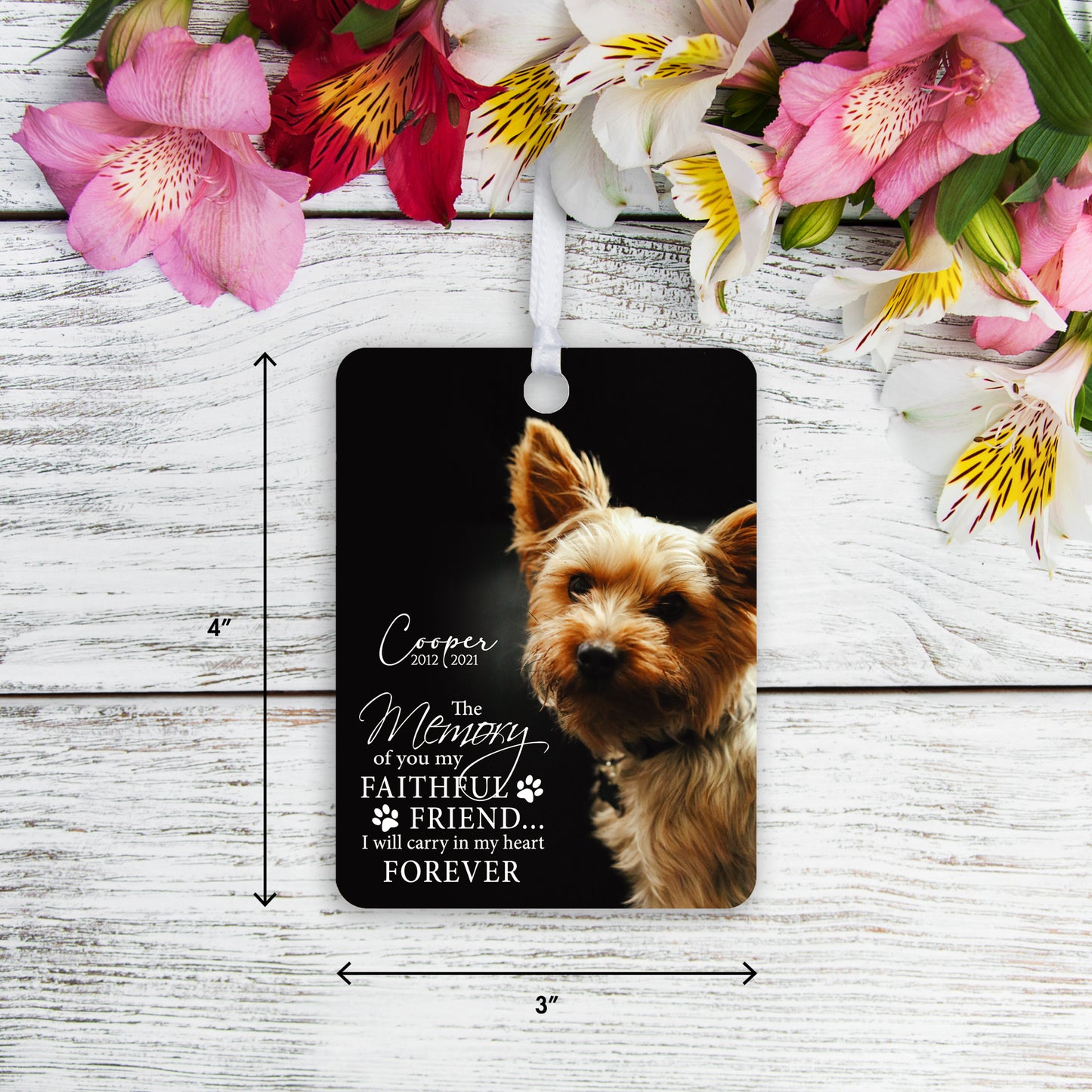 small wooden custom pet ornaments in loving memory