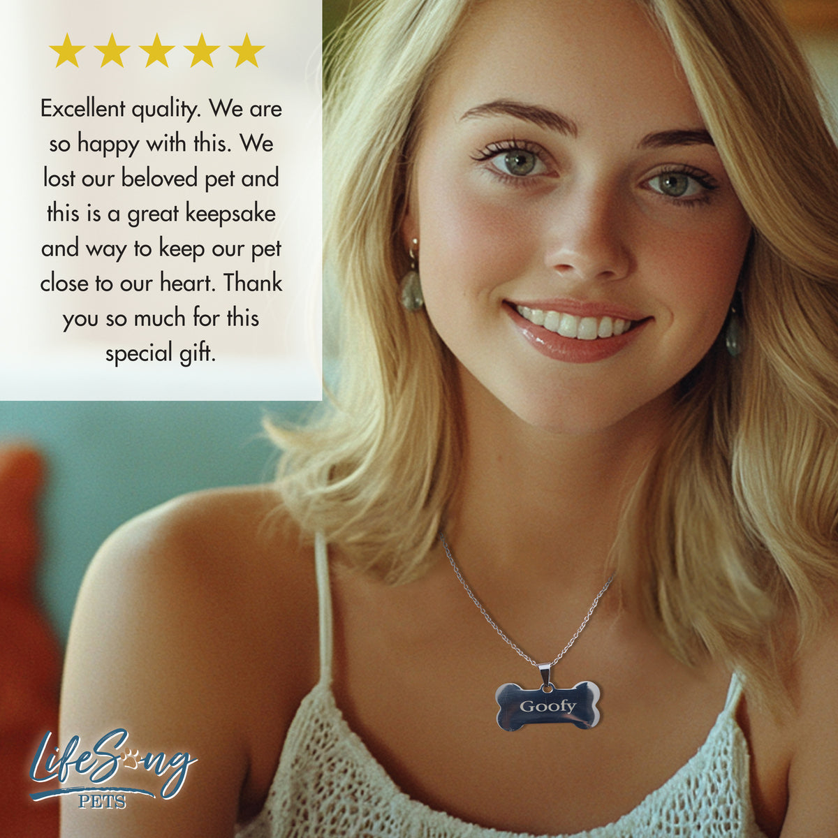 Personalized Pet Memorial Necklace, Dog & Cat Loss Keepsake