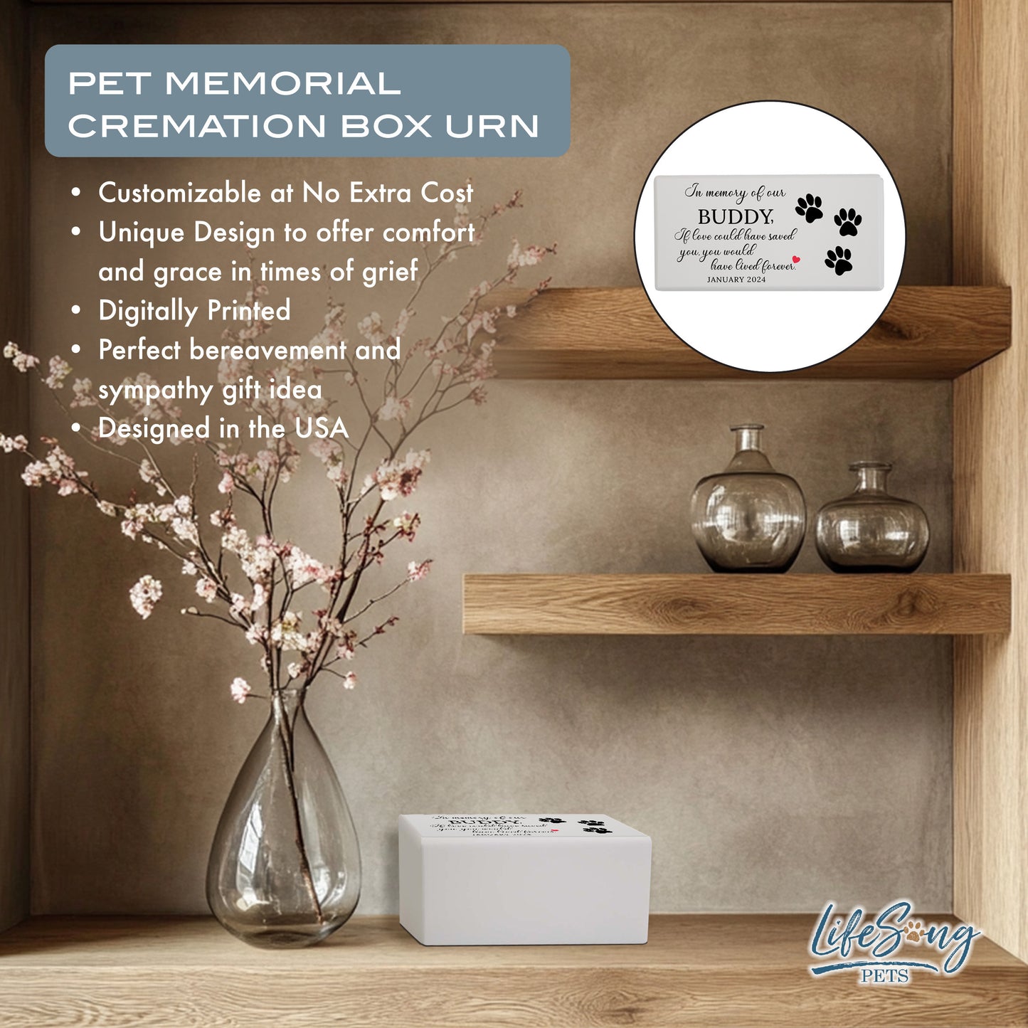 A review highlighting customer satisfaction with the pet memorial urn.