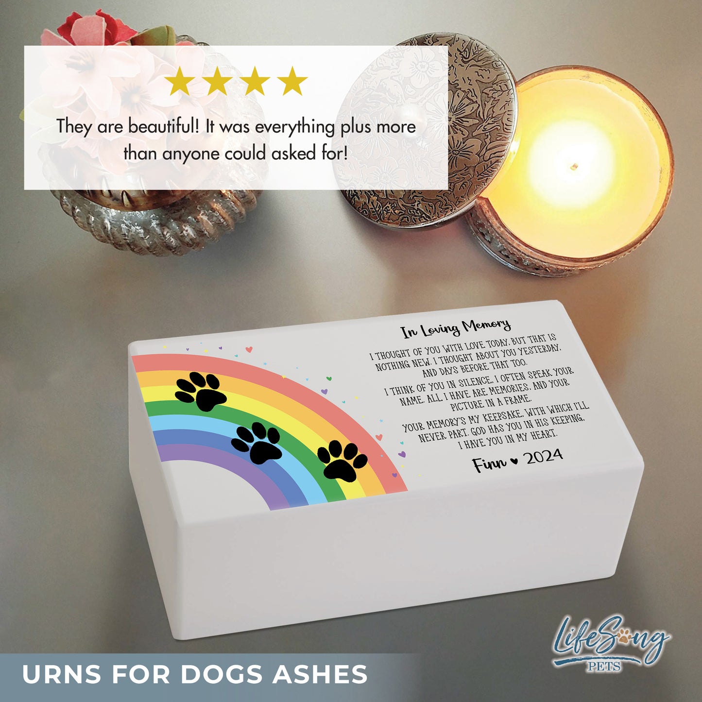 A review highlighting customer satisfaction with the pet memorial urn.