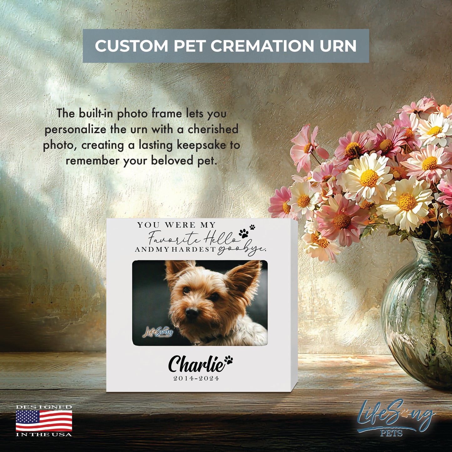 Personalized Wooden Pet Urn with Photo – Handcrafted Pet Remembrance Urn for Dogs & Cats - You Were My Favorite