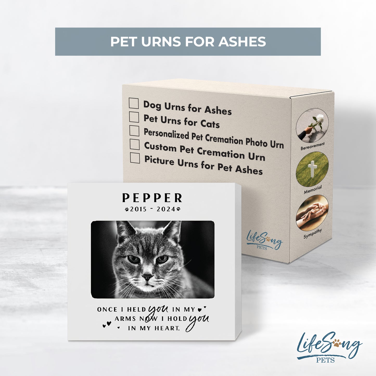 Personalized Wooden Pet Urn with Photo – Custom Pet Memorial Box for Dogs & Cats Ashes - Once I Held You