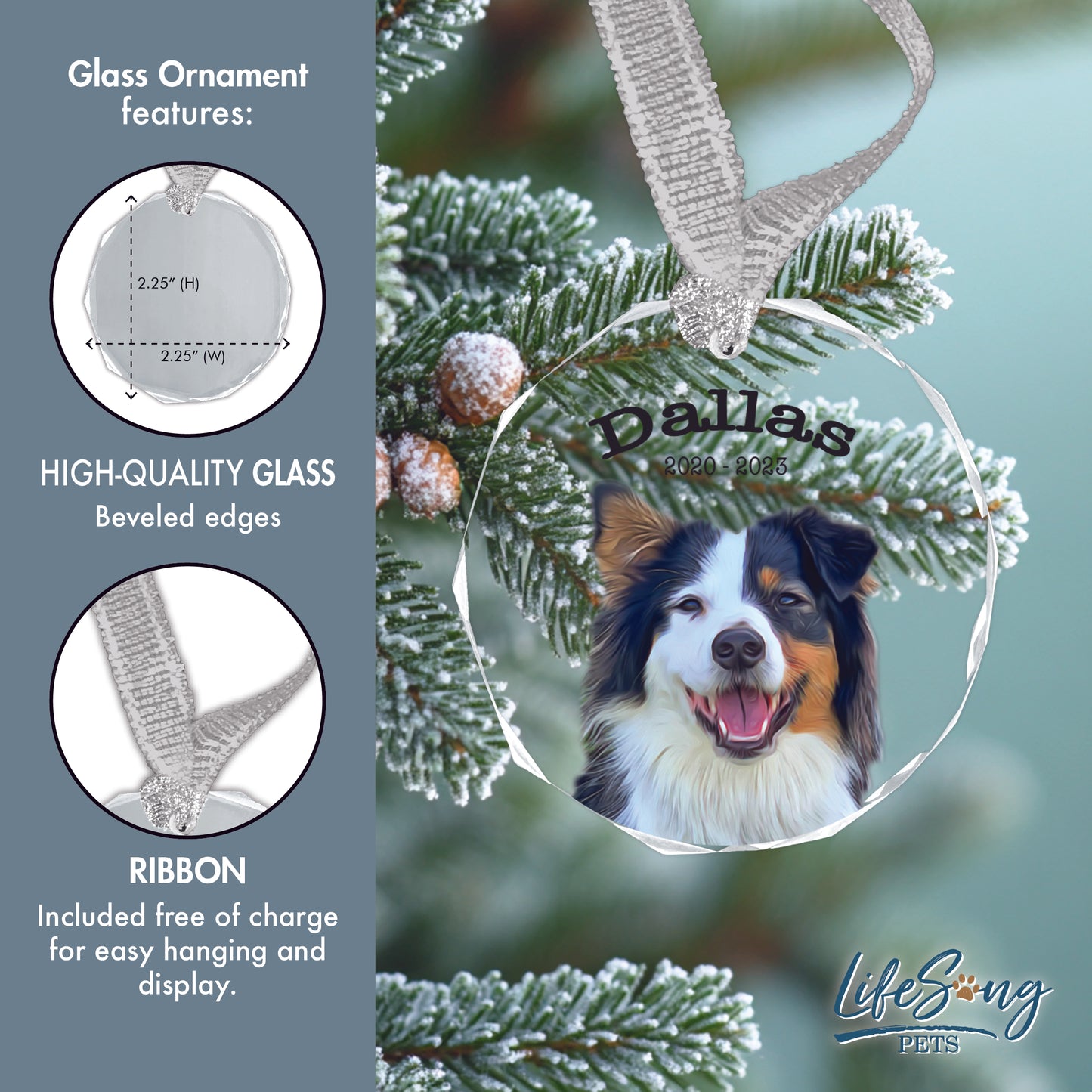 Glass Ornament for Christmas Tree Loss of Pet Dog