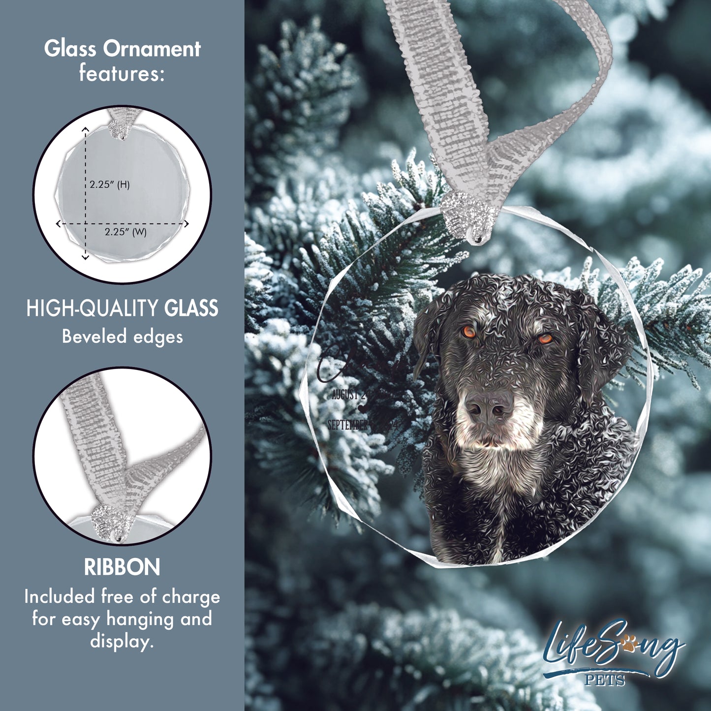 Glass Ornament for Christmas Tree Loss of Pet Dog