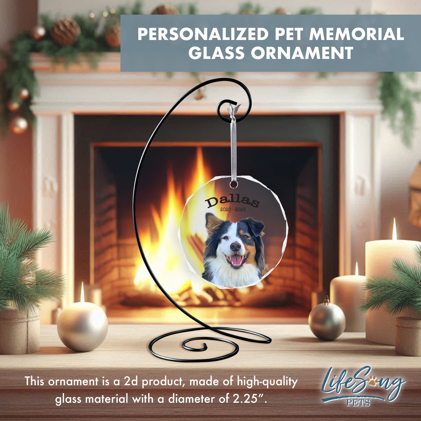 Glass Ornament for Christmas Tree Loss of Pet Dog