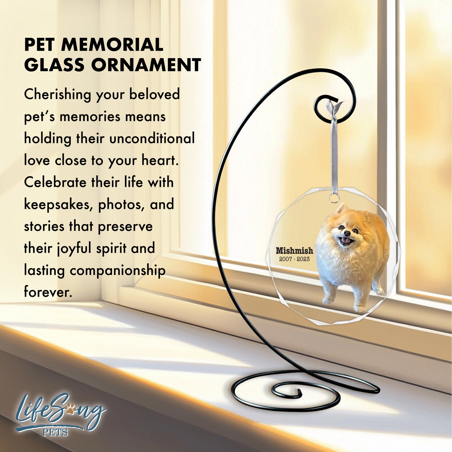 Pet Memorial Glass Ornament for Loss of Cat