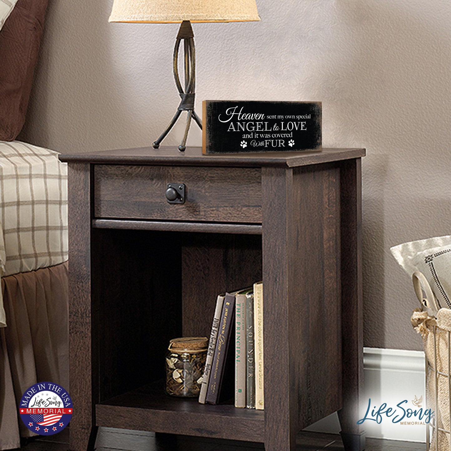 pet memorial shelf and table decor black plaque