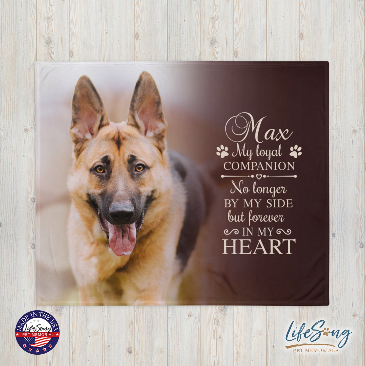 personalized pet memorial blanket with custom photo of pet dog or cat 