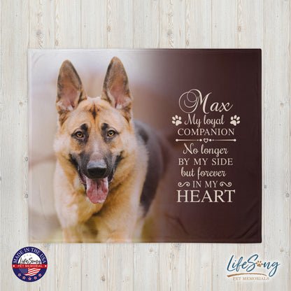 personalized pet memorial blanket with custom photo of pet dog or cat 