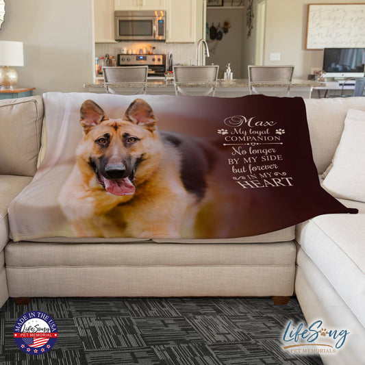 personalized pet memorial blanket with custom photo of pet dog or cat 