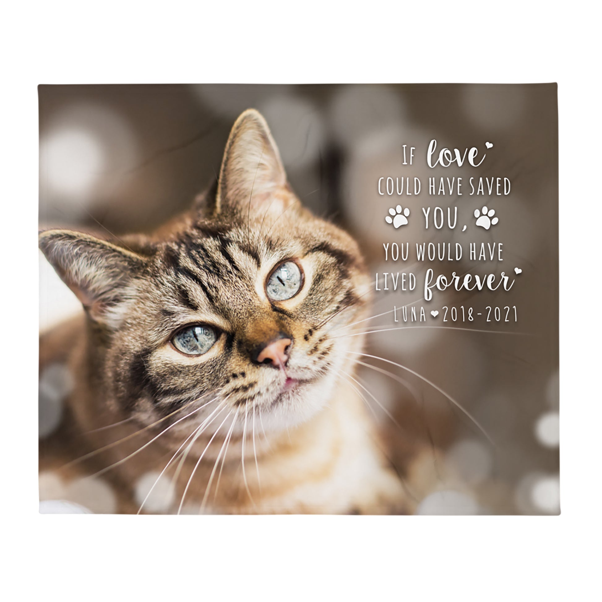 personalized pet memorial blanket with custom photo of pet dog or cat 