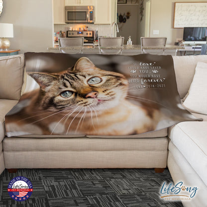 personalized pet memorial blanket with custom photo of pet dog or cat 