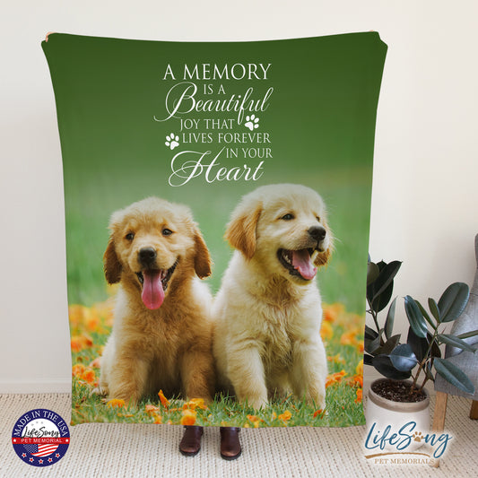 personalized pet memorial blanket with custom photo of pet dog or cat 