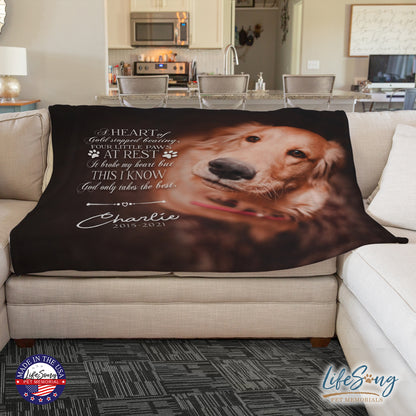 personalized pet memorial blanket with custom photo of pet dog or cat 