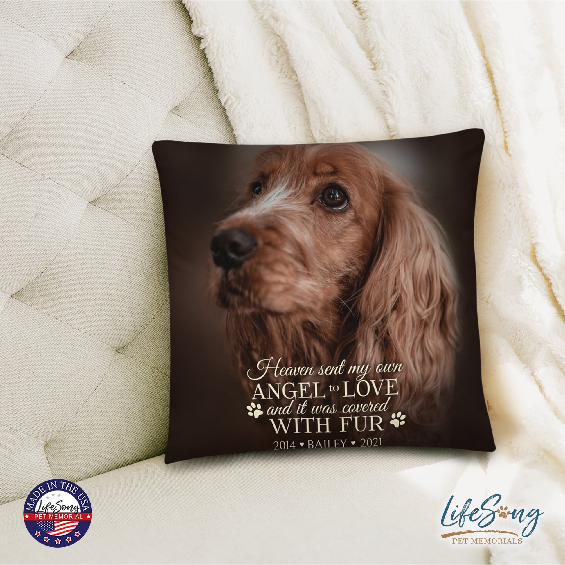 personalized pet remembrance pillow with pet photo