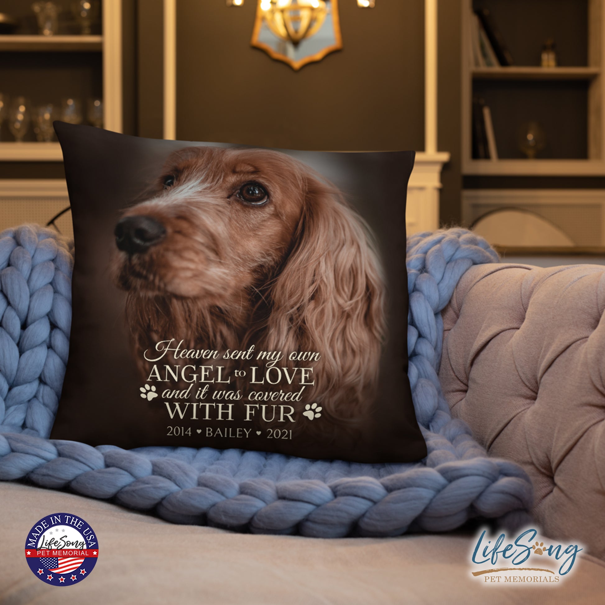 personalized pet remembrance pillow with pet photo