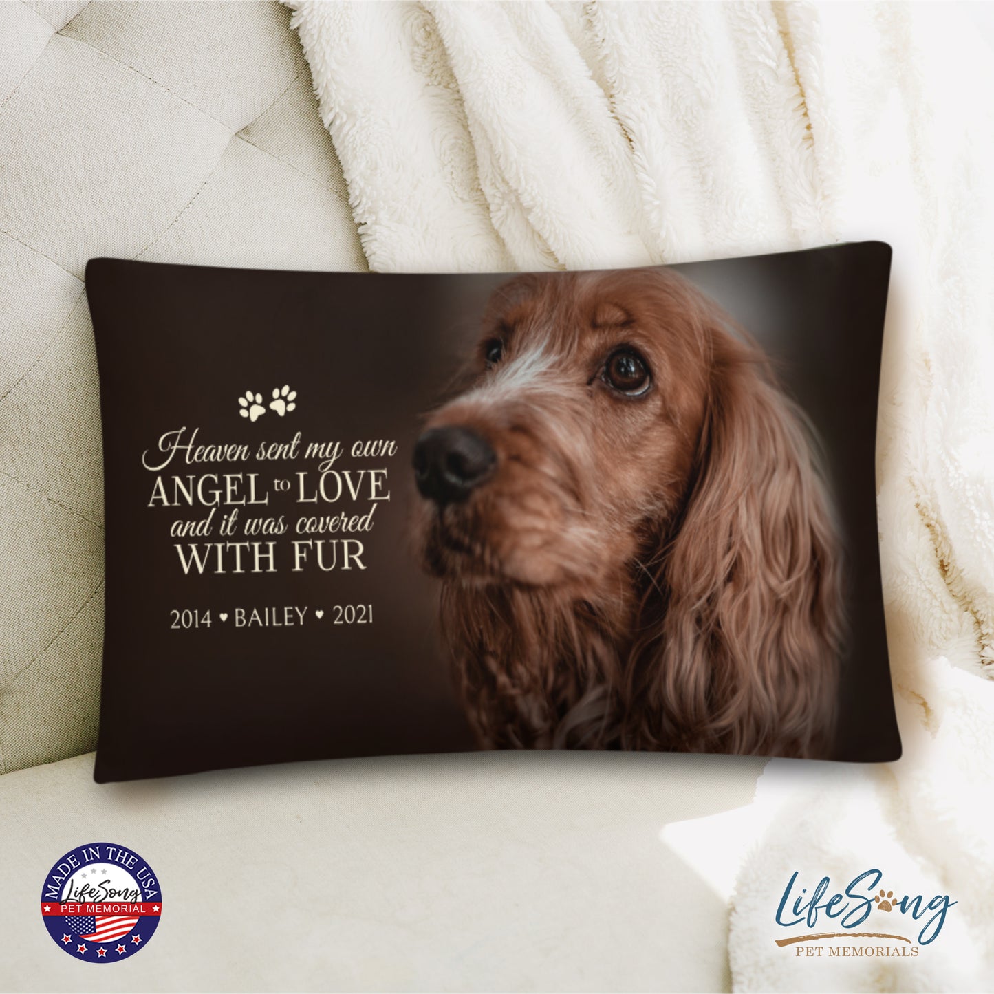 personalized pet remembrance pillow with pet photo