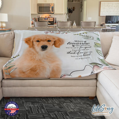 personalized pet memorial blanket with custom photo of pet dog or cat 