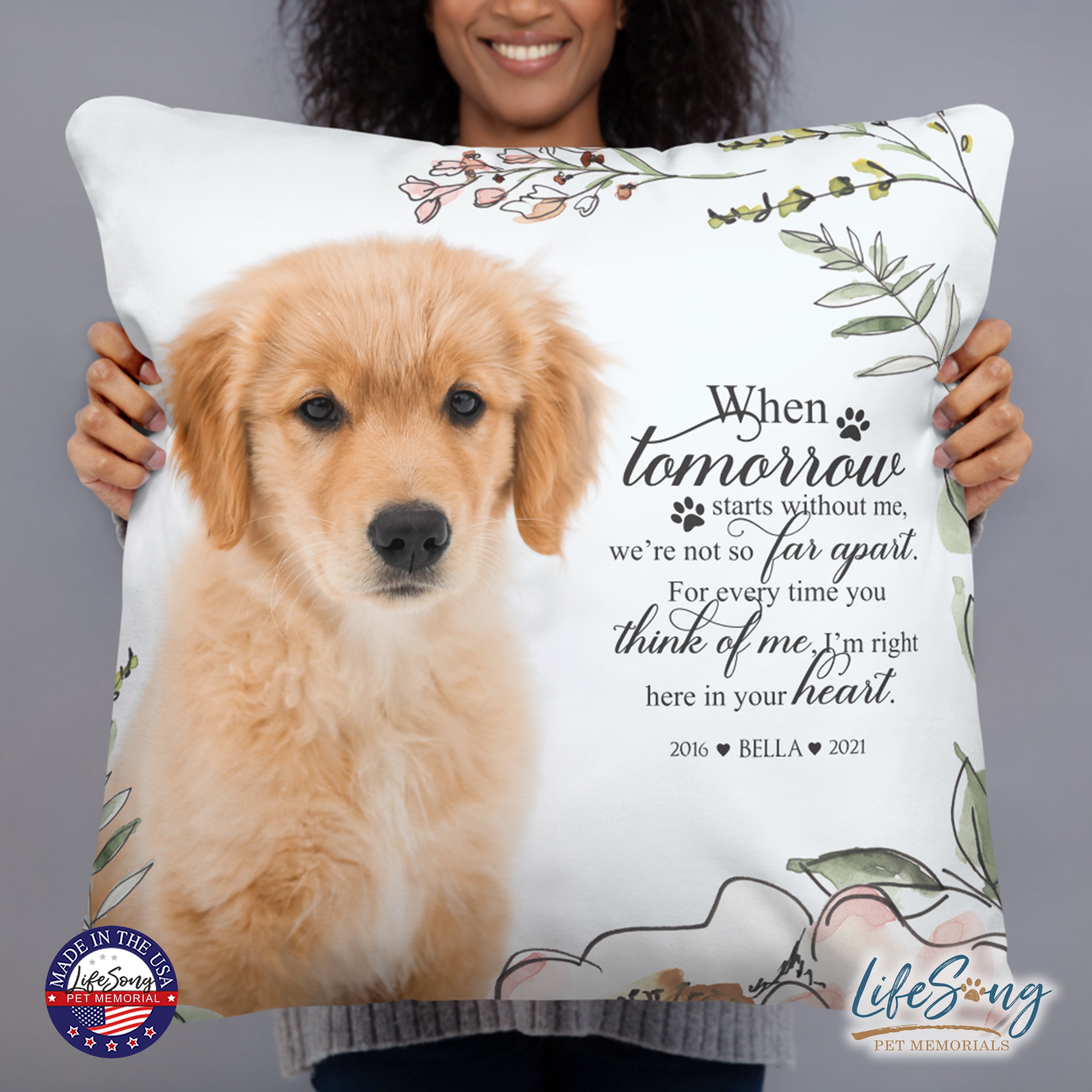 Personalized pet shop memorial pillow