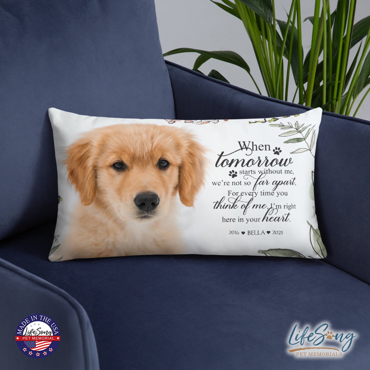 personalized pet remembrance pillow with pet photo