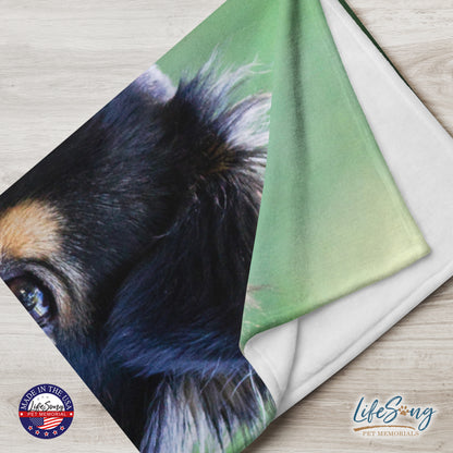 personalized pet memorial blanket with custom photo of pet dog or cat 