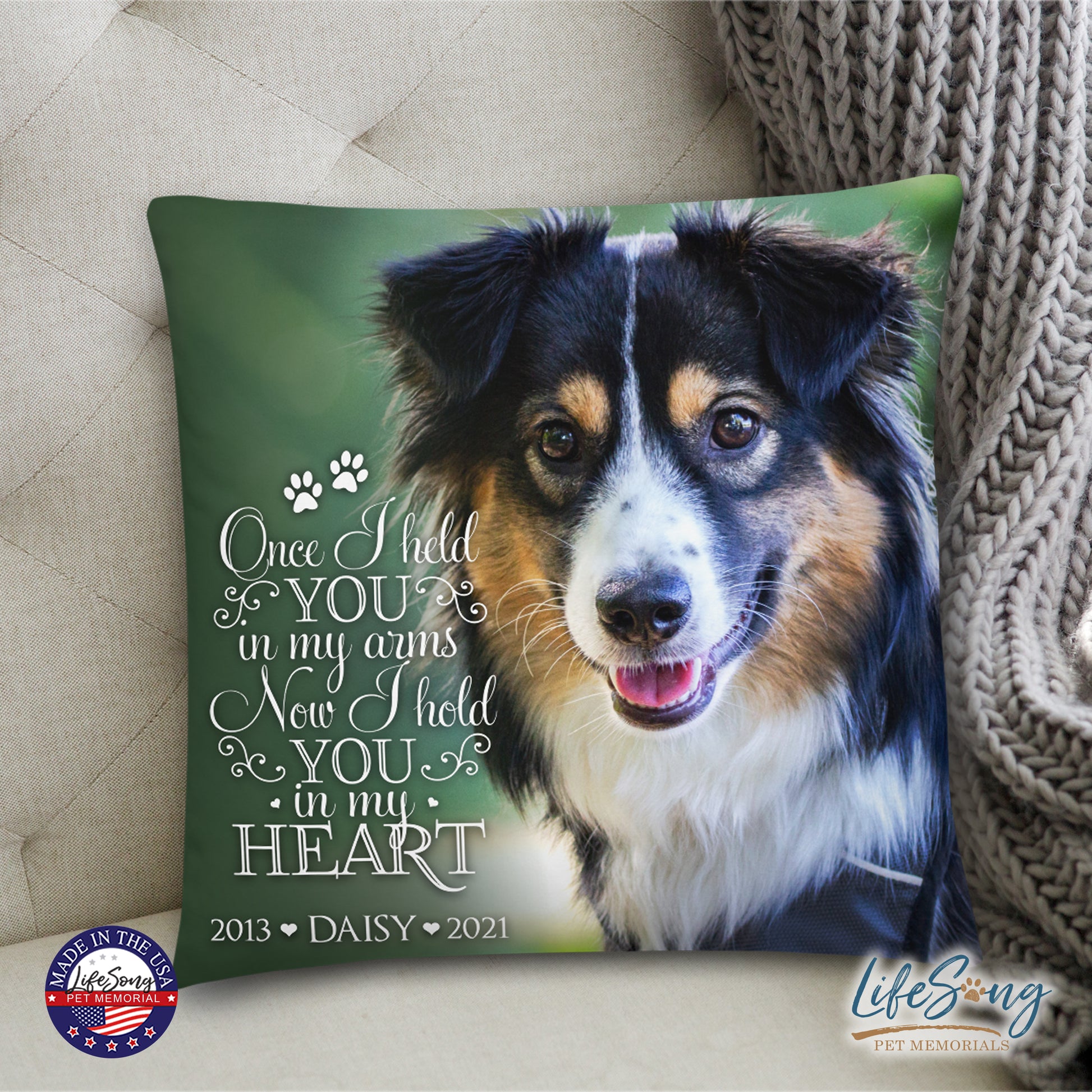 pet memorial pillows customized with pet dog or cat photo