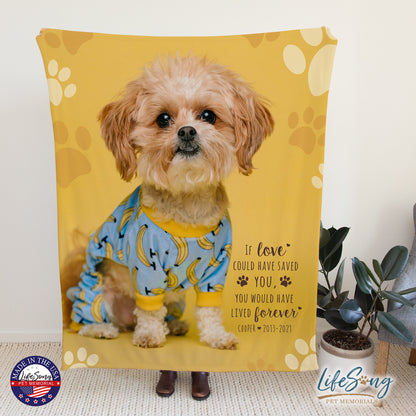 personalized pet memorial blanket with custom photo of pet dog or cat 