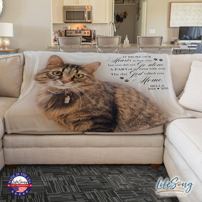 personalized pet memorial blanket with custom photo of pet dog or cat 