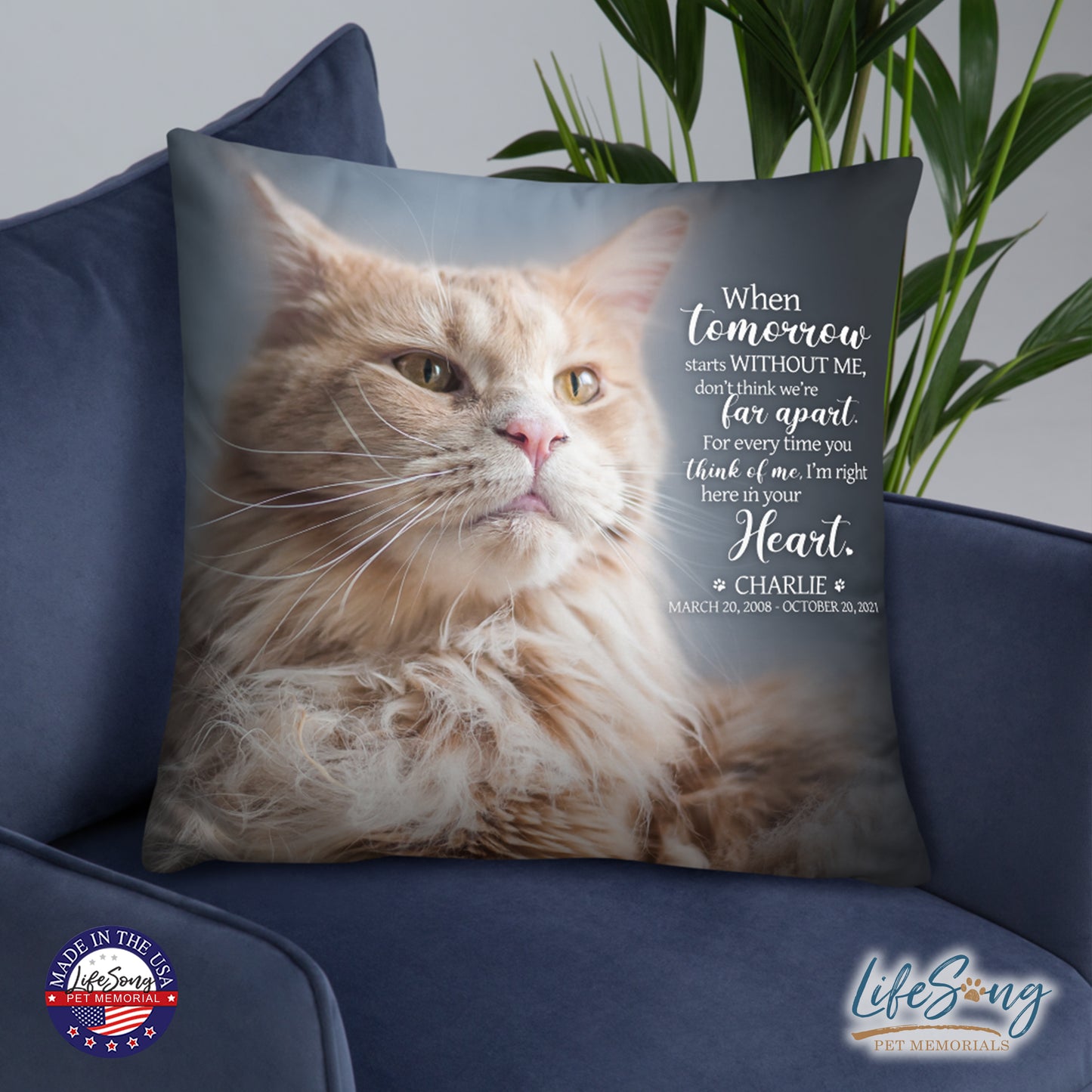 personalized pet remembrance pillow with pet photo