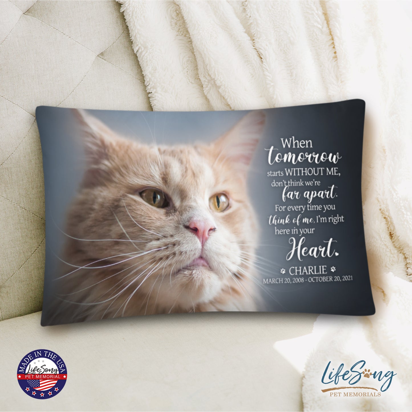 personalized pet remembrance pillow with pet photo