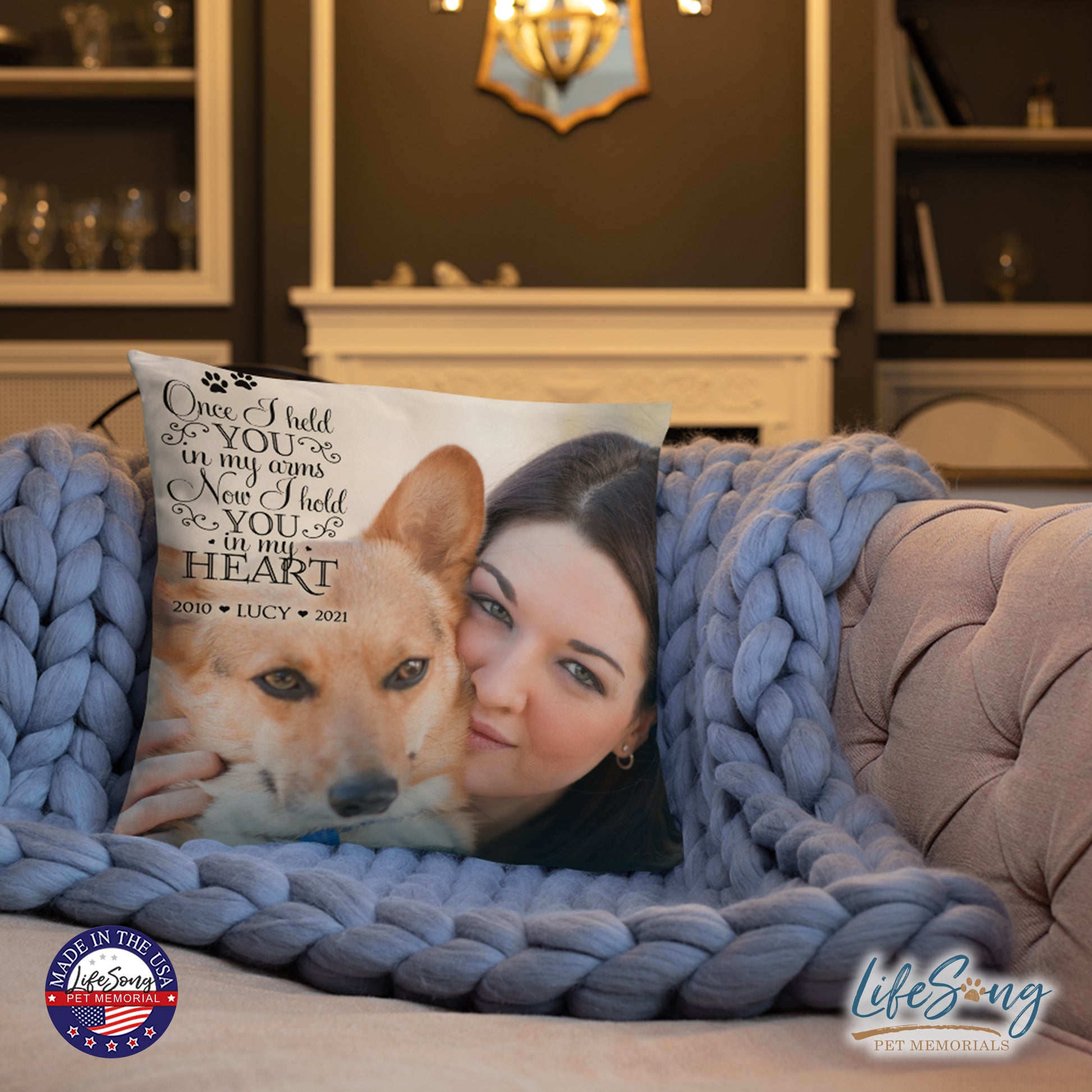 pet memorial pillows customized with pet dog or cat photo