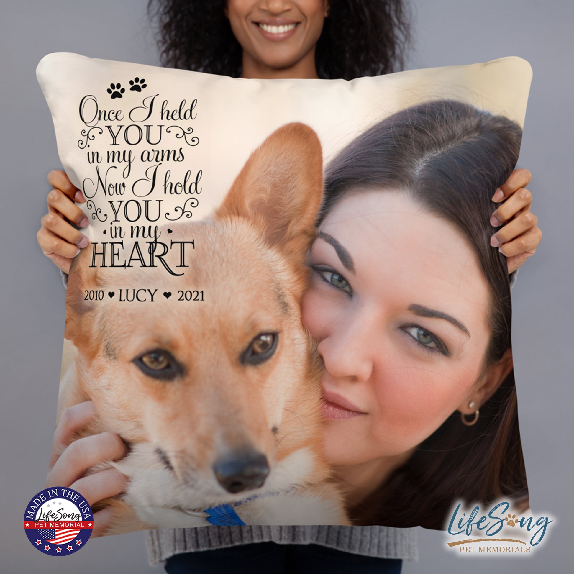 pet memorial pillows customized with pet dog or cat photo