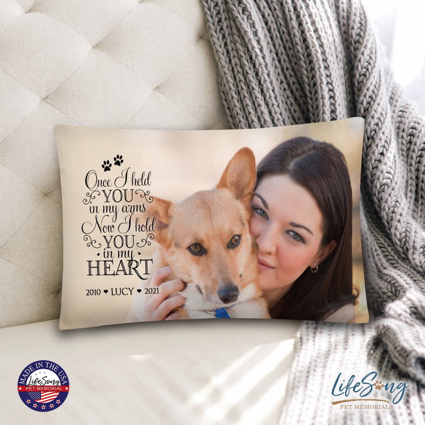 pet memorial pillows customized with pet dog or cat photo