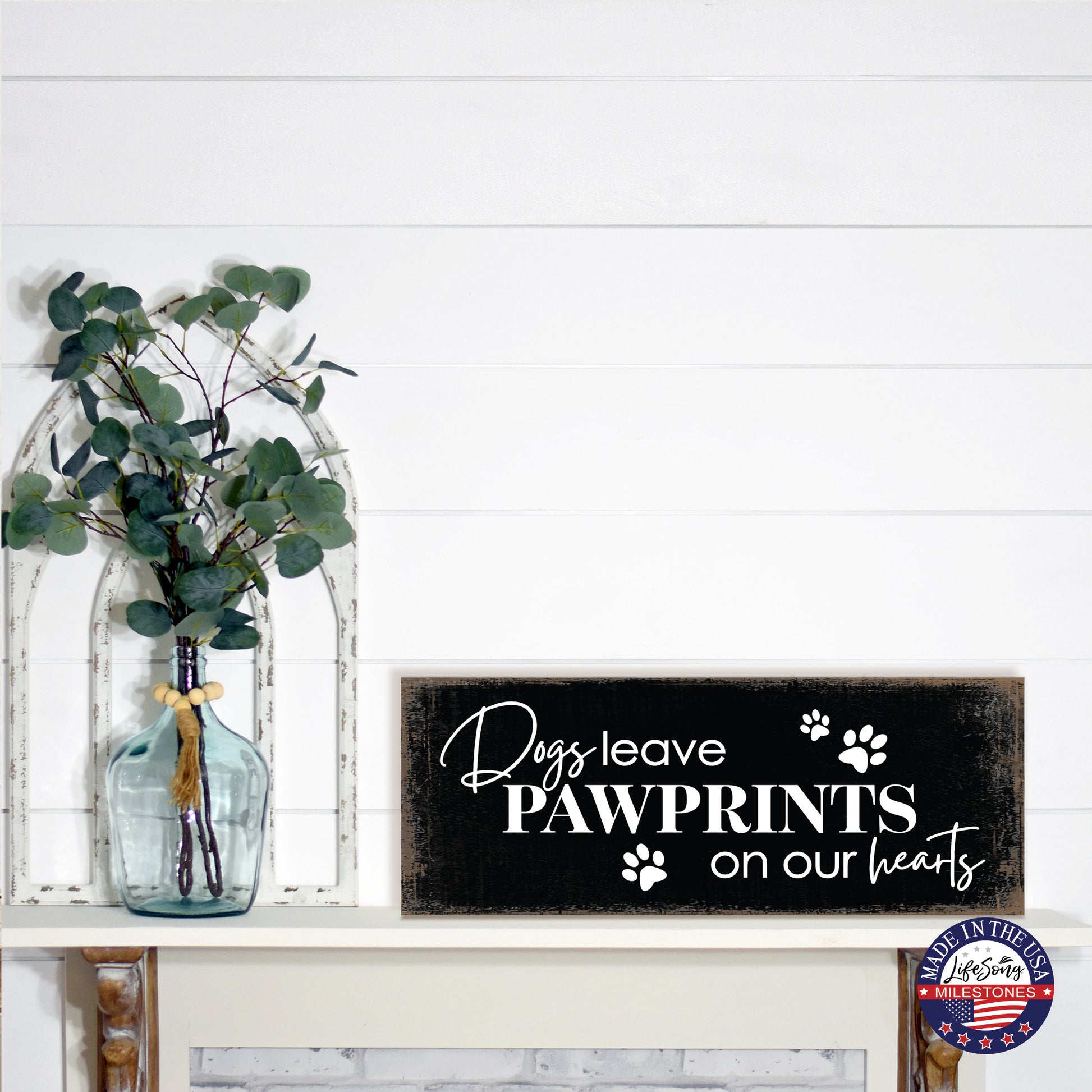 pet memorial shelf and table decor black plaque