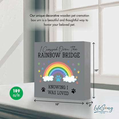 Wooden Cremation Urn Shadow Box for Pet Ashes Dog Cat Bird| Rainbow Bridge