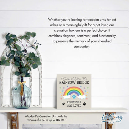 Wooden Cremation Urn Shadow Box for Pet Ashes Dog Cat Bird| Rainbow Bridge