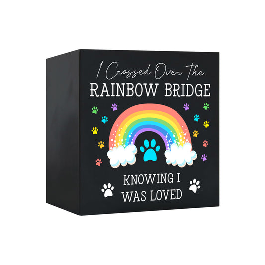 Wooden Cremation Urn Shadow Box for Pet Ashes Dog Cat Bird| Rainbow Bridge