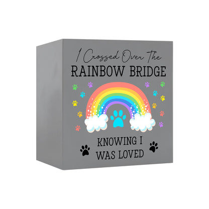 Wooden Cremation Urn Shadow Box for Pet Ashes Dog Cat Bird| Rainbow Bridge