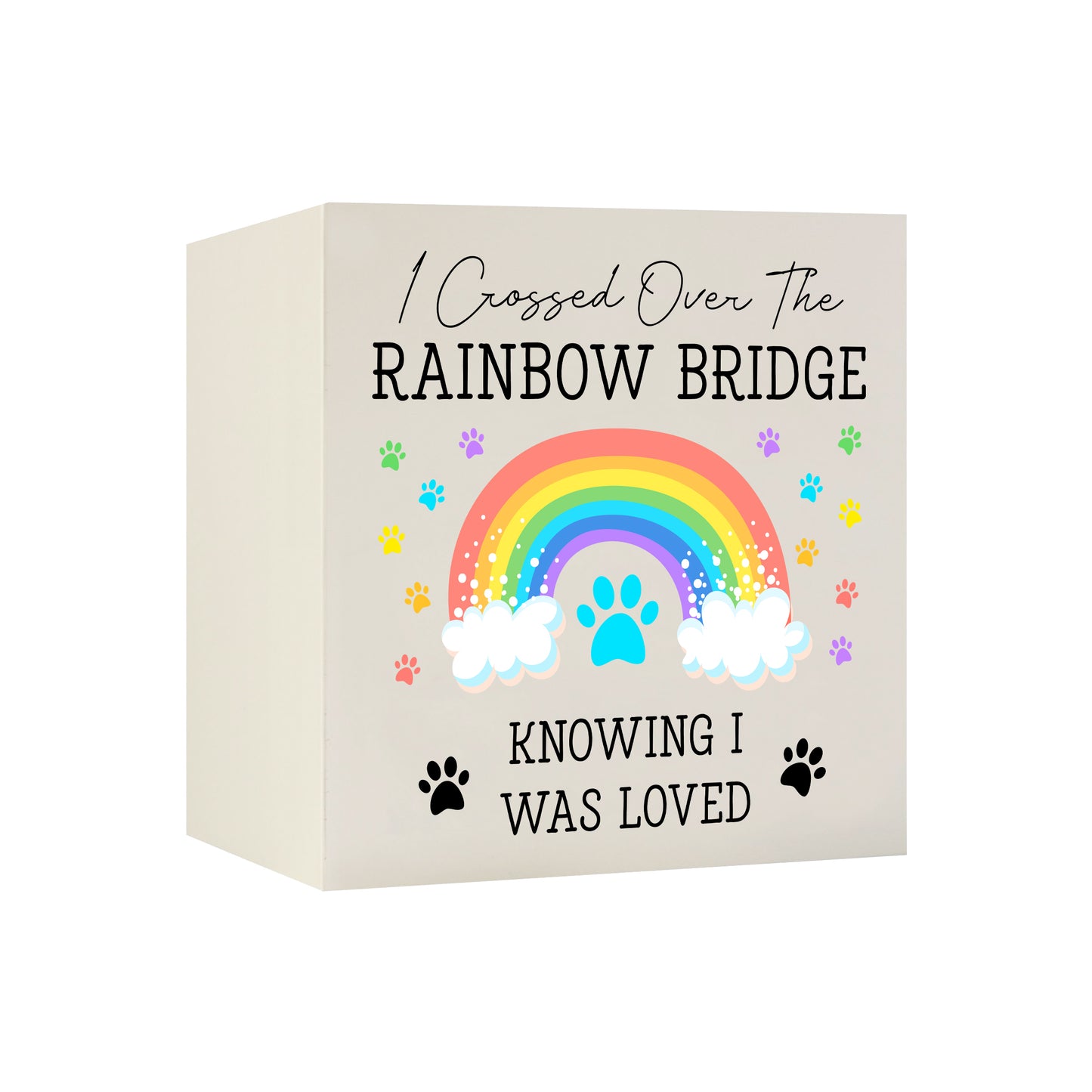 Wooden Cremation Urn Shadow Box for Pet Ashes Dog Cat Bird| Rainbow Bridge