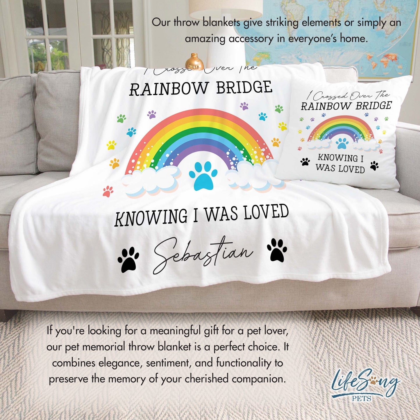 Pet Memorial Blanket for Loss of Pet | Rainbow Bridge