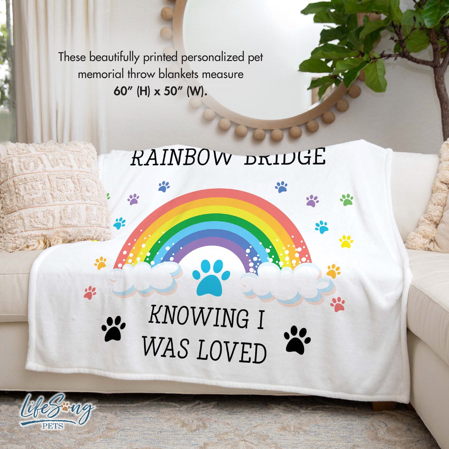 Pet Memorial Blanket for Loss of Pet | Rainbow Bridge