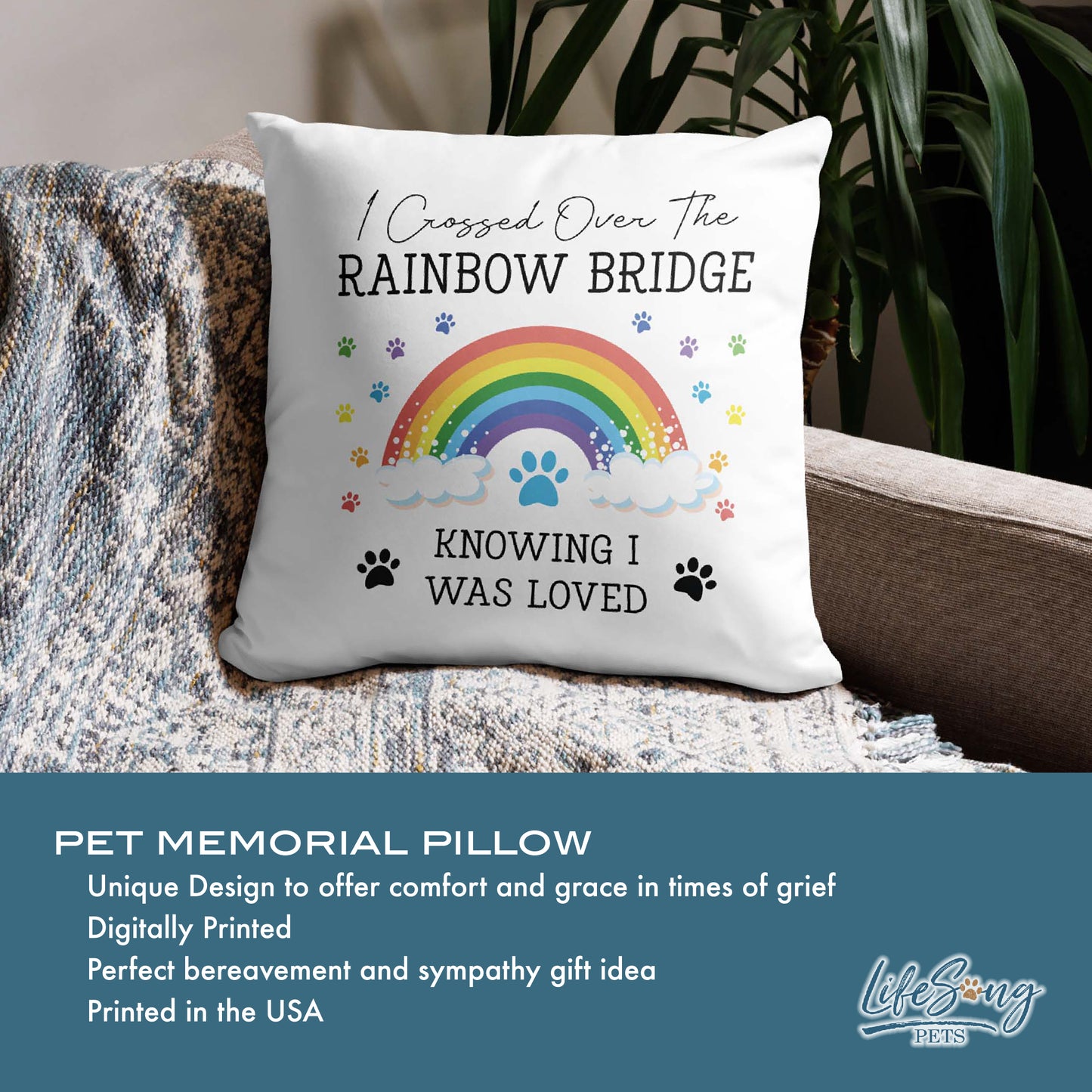 Pet Loss Memorial Pillow | Rainbow Bridge