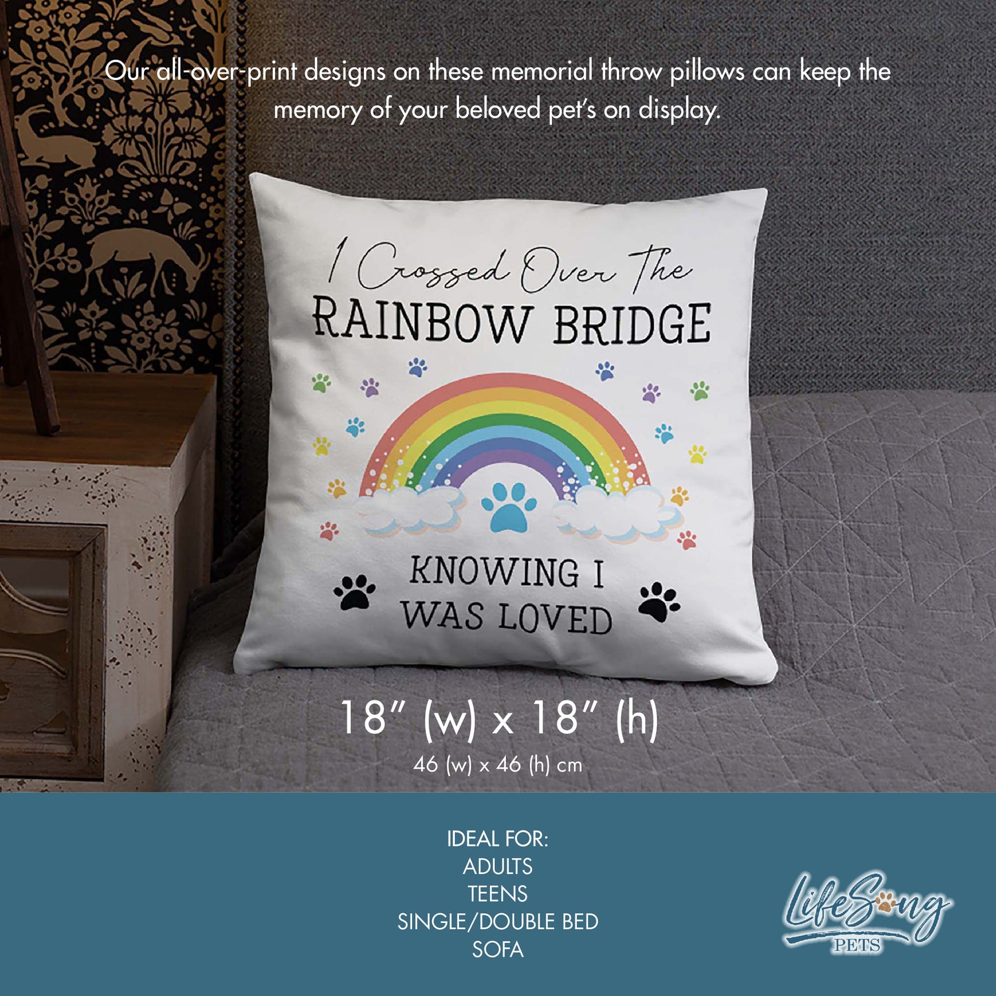 Pet Loss Memorial Pillow | Rainbow Bridge