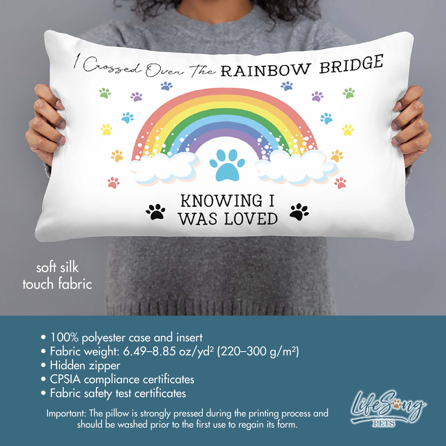 Pet Loss Memorial Pillow | Rainbow Bridge